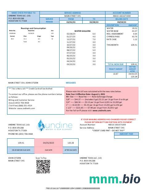 USA Texas Undine woda to nasz element woda rachunek za media w formatach Word i PDF